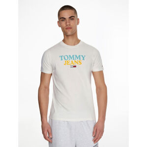 Tommy Jeans pánské smetanové tričko